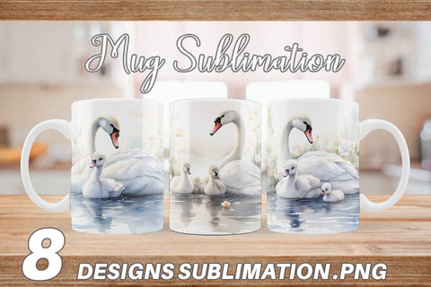 Mug Wrap Swans Mother Day Sublimation artnoy 