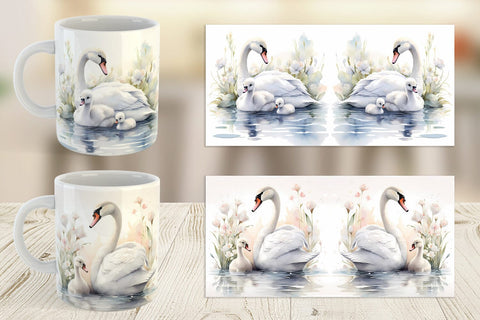 Mug Wrap Swans Mother Day Sublimation artnoy 