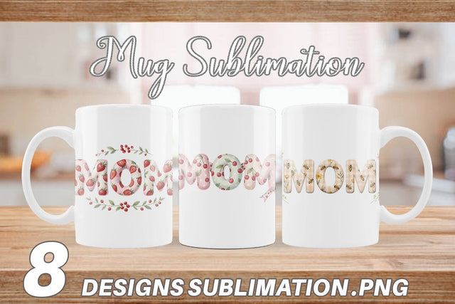 Mug Wrap Sweet Berry MOM Cottagecore Watercolor Sublimation artnoy 