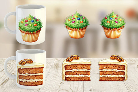 Mug Wrap Sweet Easter Treats and Desserts Watercolor Sublimation artnoy 