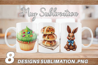 Mug Wrap Sweet Easter Treats and Desserts Watercolor Sublimation artnoy 