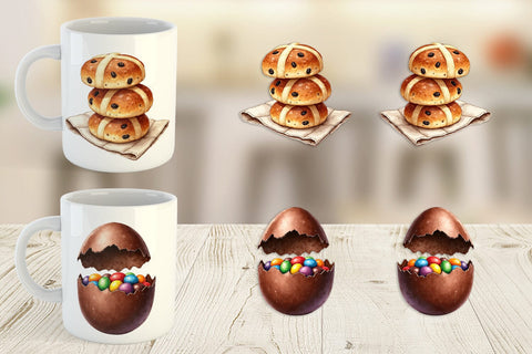 Mug Wrap Sweet Easter Treats and Desserts Watercolor Sublimation artnoy 