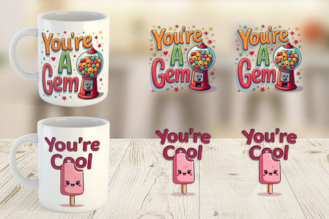 Mug Wrap Sweet Nostalgia Retro Kawaii Dessert Quote Sublimation artnoy 