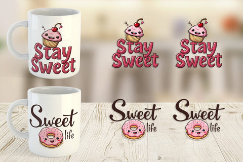 Mug Wrap Sweet Nostalgia Retro Kawaii Dessert Quote Sublimation artnoy 