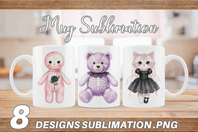 Mug Wrap Sweet Pastel Goth Plushies Sublimation artnoy 
