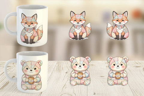 Mug Wrap Sweet Picnic Patchwork Watercolor Sublimation artnoy 