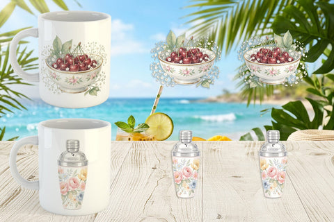 Mug Wrap Sweet Summer Treats Soft Watercolor Sublimation artnoy 