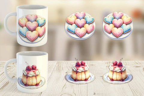 Mug Wrap Sweet Watercolor Cakes & Pies Sublimation artnoy 