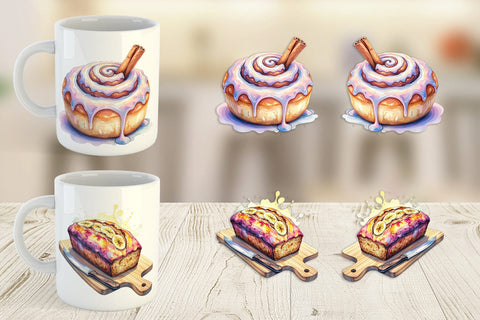Mug Wrap Sweet Watercolor Cakes & Pies Sublimation artnoy 