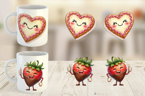 Mug Wrap Sweetheart Cafe Valentine Watercolor Treats Sublimation artnoy 
