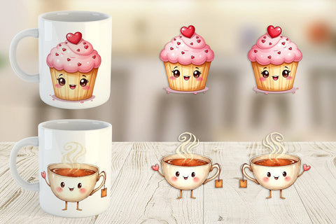 Mug Wrap Sweetheart Cafe Valentine Watercolor Treats Sublimation artnoy 