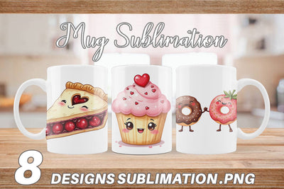 Mug Wrap Sweetheart Cafe Valentine Watercolor Treats Sublimation artnoy 