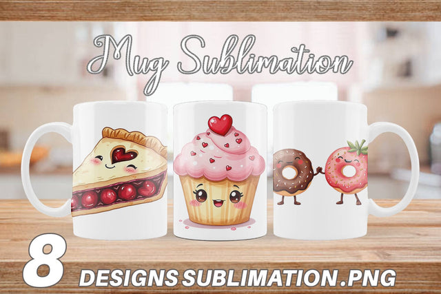Mug Wrap Sweetheart Cafe Valentine Watercolor Treats Sublimation artnoy 