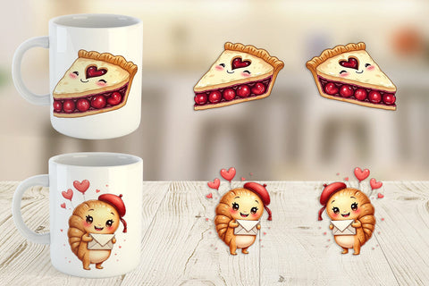 Mug Wrap Sweetheart Cafe Valentine Watercolor Treats Sublimation artnoy 