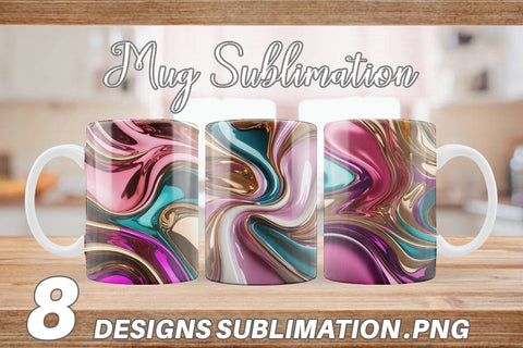 Mug Wrap Swirling Liquid Metallic Sublimation artnoy 