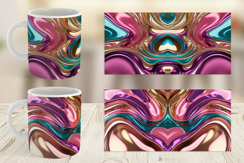 Mug Wrap Swirling Liquid Metallic Sublimation artnoy 