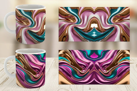 Mug Wrap Swirling Liquid Metallic Sublimation artnoy 