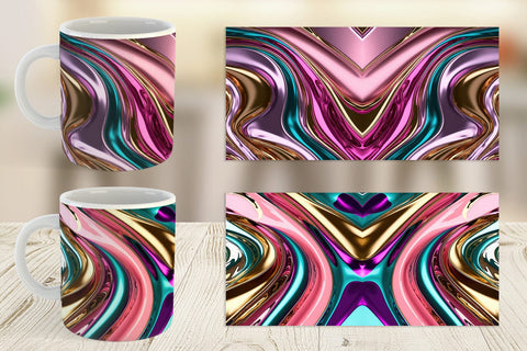 Mug Wrap Swirling Liquid Metallic Sublimation artnoy 