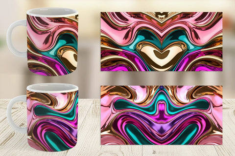 Mug Wrap Swirling Liquid Metallic Sublimation artnoy 