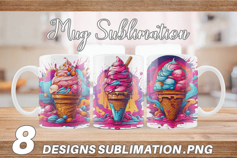Mug Wrap Synthwave Ice Cream Sublimation artnoy 
