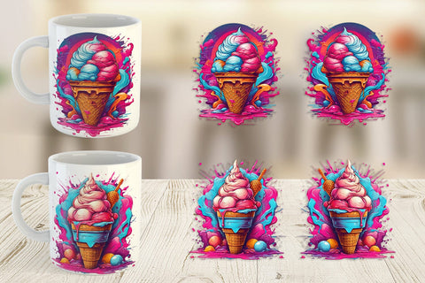 Mug Wrap Synthwave Ice Cream Sublimation artnoy 