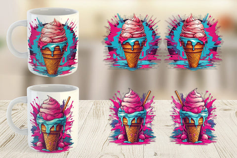 Mug Wrap Synthwave Ice Cream Sublimation artnoy 