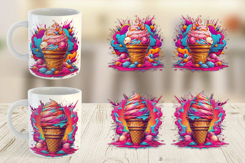 Mug Wrap Synthwave Ice Cream Sublimation artnoy 