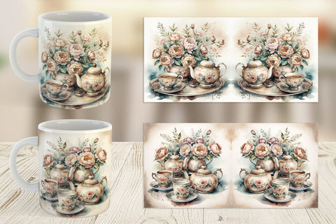 Mug Wrap Tea Set Sublimation artnoy 