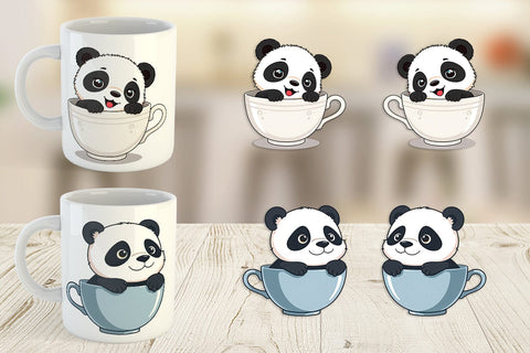 Mug Wrap Teacup Panda Sublimation artnoy 