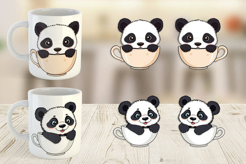 Mug Wrap Teacup Panda Sublimation artnoy 