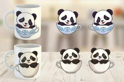 Mug Wrap Teacup Panda Sublimation artnoy 