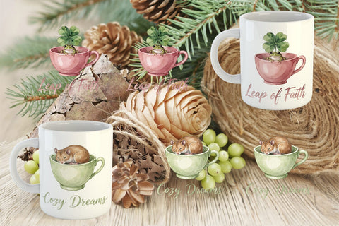 Mug Wrap Teacup Woodland Creature Watercolor Sublimation artnoy 
