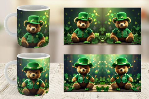 Mug Wrap Teddy Bear Patrick's Day Sublimation artnoy 