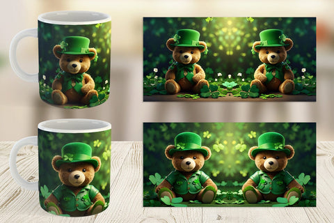 Mug Wrap Teddy Bear Patrick's Day Sublimation artnoy 