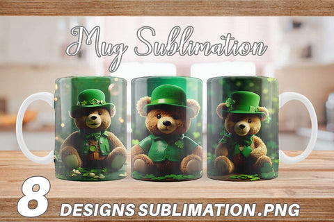 Mug Wrap Teddy Bear Patrick's Day Sublimation artnoy 