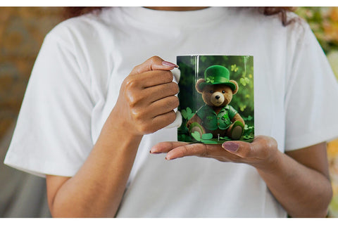 Mug Wrap Teddy Bear Patrick's Day Sublimation artnoy 