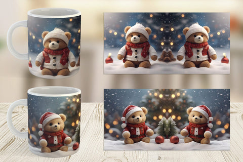 Mug Wrap Tedy Bear Christmas Sublimation artnoy 
