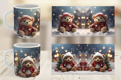 Mug Wrap Tedy Bear Christmas Sublimation artnoy 