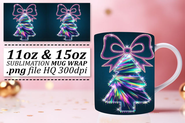 Mug wrap templates, perfect for DIY gifts and crafts! , Neon Xmas Sublimation afrosvg 