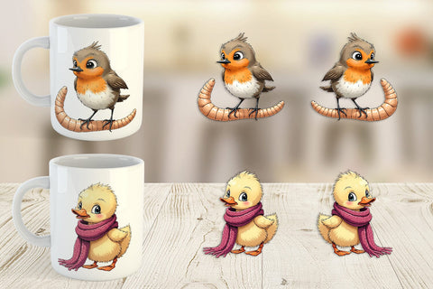 Mug Wrap The Awkward Aviary Quirky Hand-Drawn Bird Sublimation artnoy 