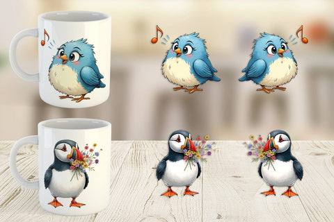 Mug Wrap The Awkward Aviary Quirky Hand-Drawn Bird Sublimation artnoy 
