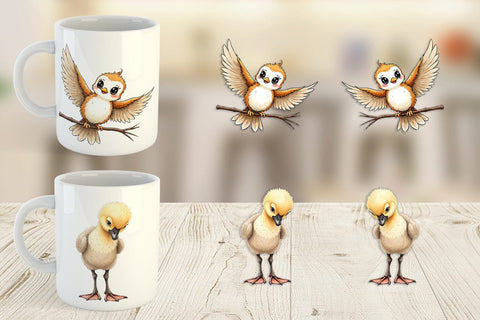 Mug Wrap The Awkward Aviary Quirky Hand-Drawn Bird Sublimation artnoy 