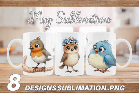 Mug Wrap The Awkward Aviary Quirky Hand-Drawn Bird Sublimation artnoy 