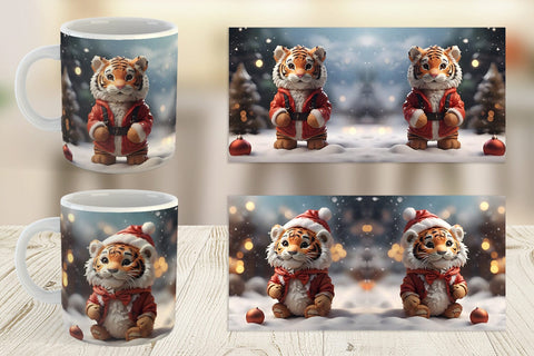 Mug Wrap Tiger Christmas Sublimation artnoy 