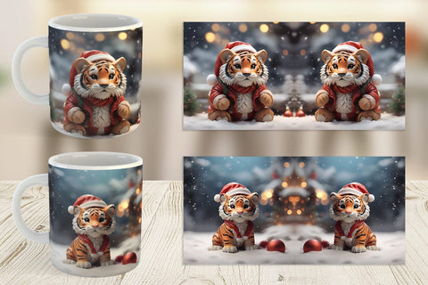 Mug Wrap Tiger Christmas Sublimation artnoy 