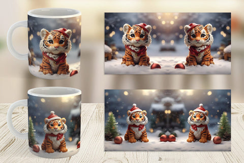 Mug Wrap Tiger Christmas Sublimation artnoy 