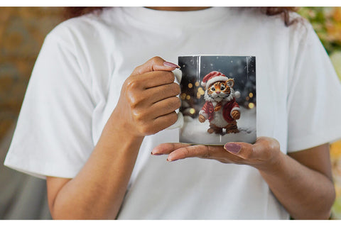 Mug Wrap Tiger Christmas Sublimation artnoy 