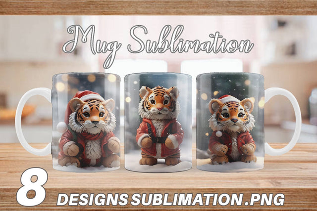 Mug Wrap Tiger Christmas Sublimation artnoy 