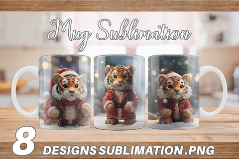 Mug Wrap Tiger Christmas Sublimation artnoy 
