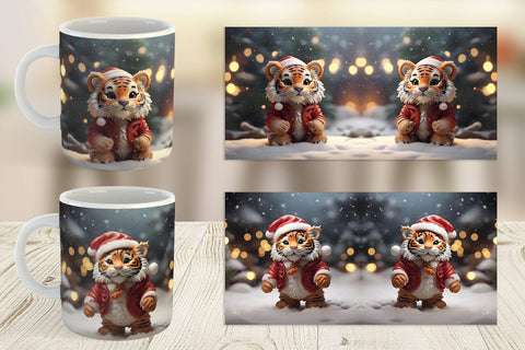 Mug Wrap Tiger Christmas Sublimation artnoy 